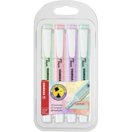 STABILO swing cool Pastel marker 4 pc(s) Chisel tip Blue, Green, Pink, Purple