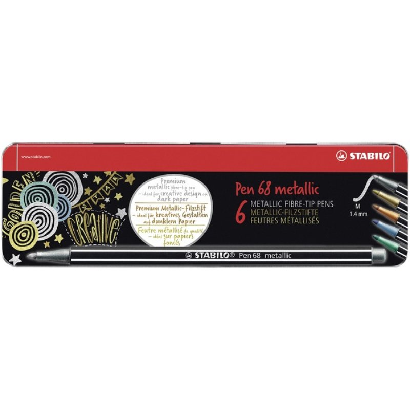 STABILO Pen 68 metallic stylo-feutre Moyen Multicolore 6 pièce(s)