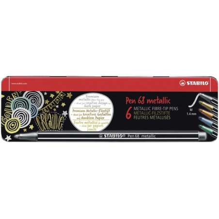 STABILO Pen 68 metallic felt pen Medium Multicolour 6 pc(s)