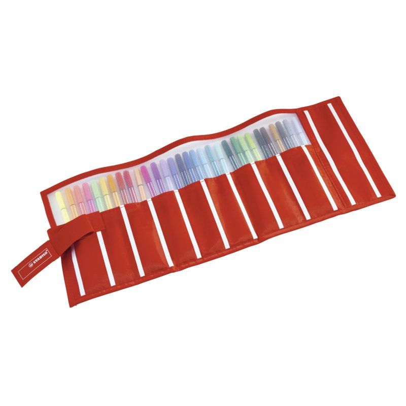 STABILO Feutre Pen 68, trousse enroulable de 30 "Rayures"