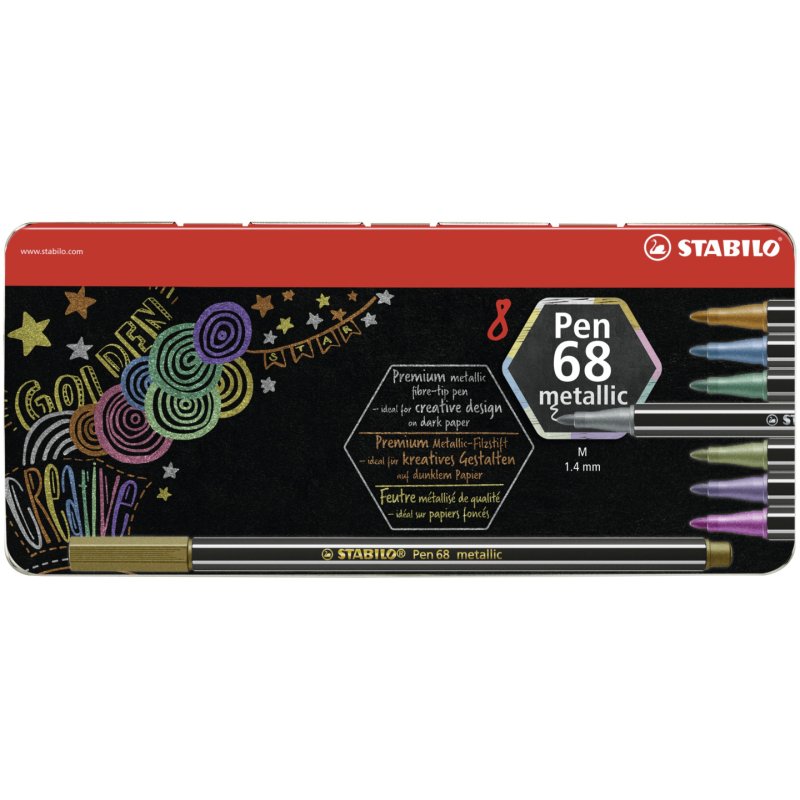 STABILO Pen 68 metallic felt pen Medium Multicolour 8 pc(s)