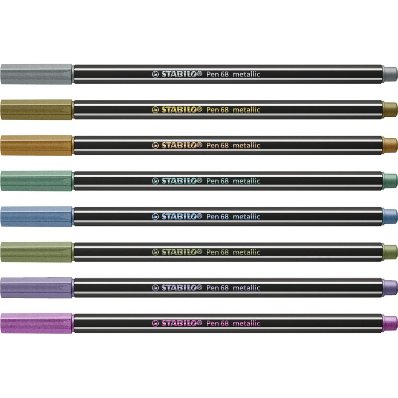 STABILO Pen 68 metallic felt pen Medium Multicolour 8 pc(s)