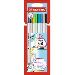 STABILO Pen 68 Brush stylo-feutre Bold Multicolore 8 pièce(s)