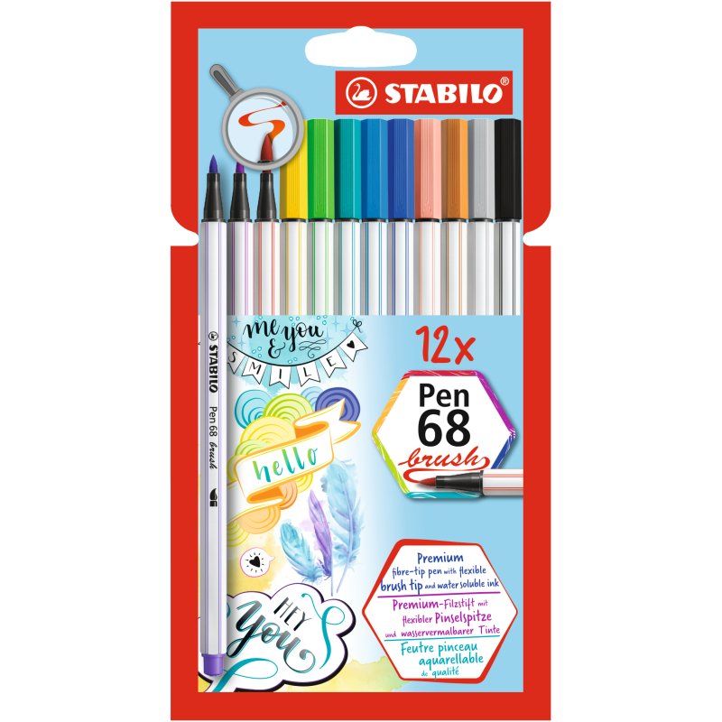 STABILO Feutre pinceau Pen 68 brush, étui en carton de 12