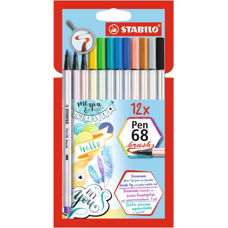 STABILO Pen 68 Brush felt pen Bold Multicolour 12 pc(s)