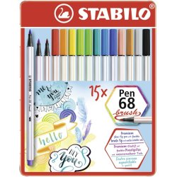 STABILO Pen 68 brush felt pen Multicolour 15 pc(s)