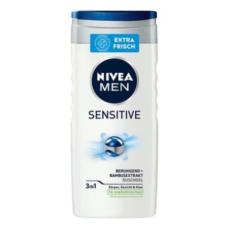 Nivea Men Sensitive Shower Gel with Bamboo Extract for Body, Face and Hair 250ml