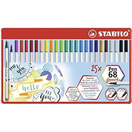STABILO Pen 68 brush stylo-feutre Multicolore 25 pièce(s)