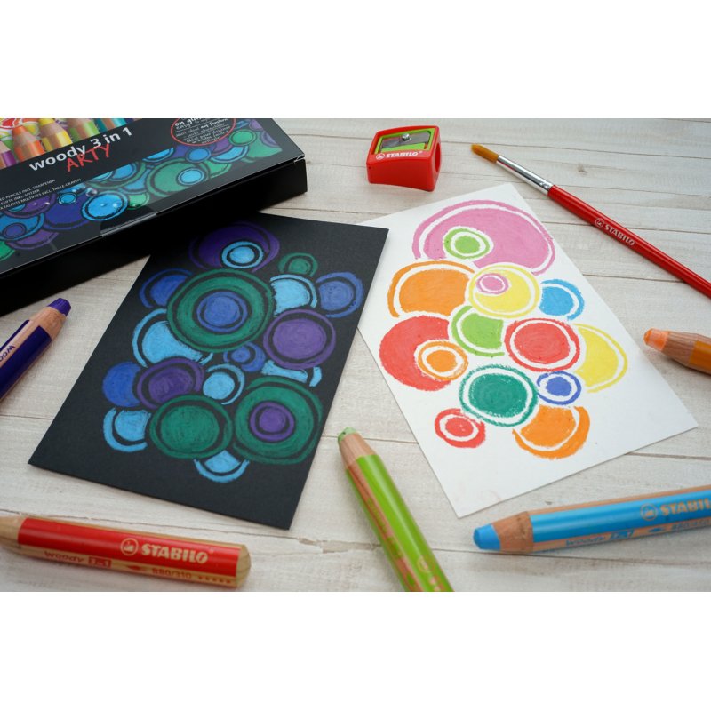 STABILO Crayon multi-talents woody 3en1, étui de 10 ARTY