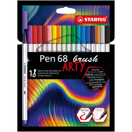 STABILO Feutre pinceau Pen 68 brush ARTY Edition, étui de 18