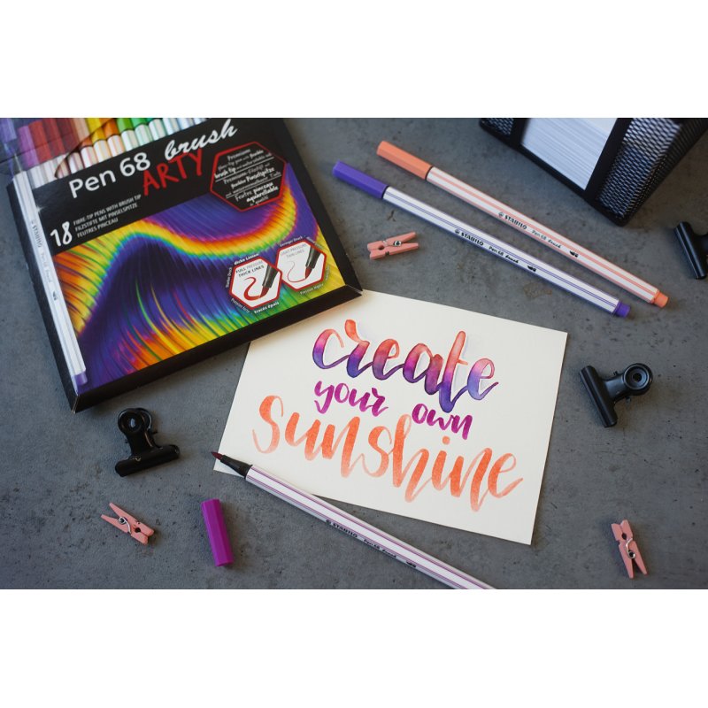 STABILO Pen 68 brush ARTY felt pen Assorted colours 18 pc(s)
