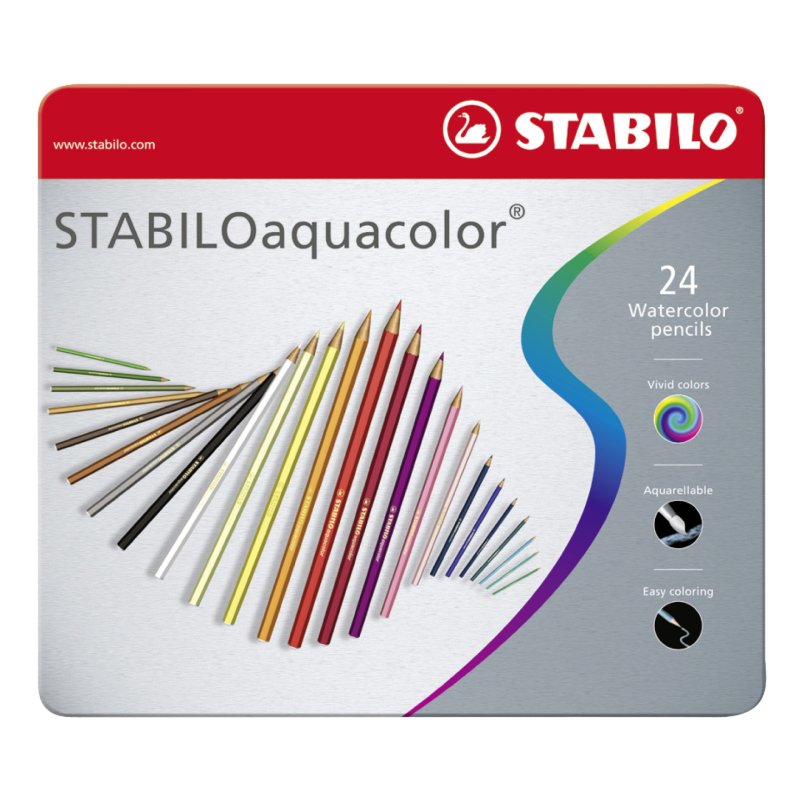 STABILO Crayon de couleur aquacolor "ARTY", étui métallique