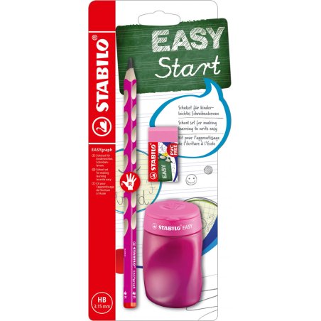 STABILO Kit pour écolier EASYgraph, pour droitiers, rose vif