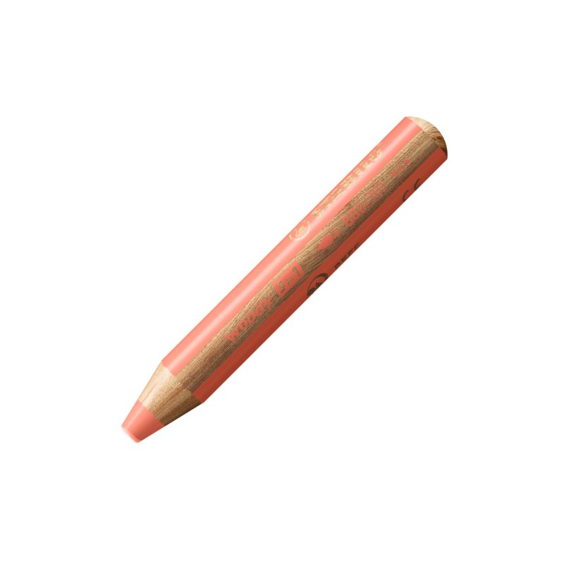 STABILO Crayon multi-talents woody 3en1, rond, rouge pastel