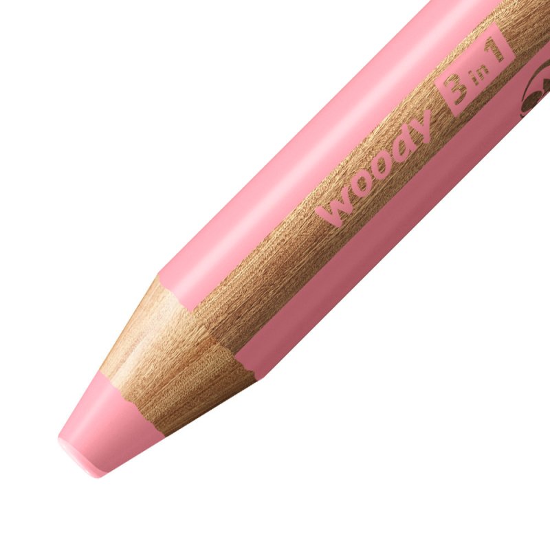 STABILO Crayon multi-talents woody 3en1, rond, rose pastel