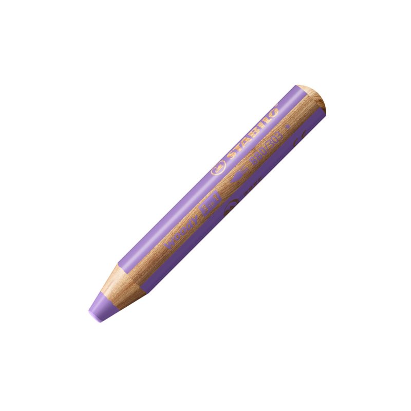 STABILO Crayon multi-talents woody 3en1, rond, mauve pastel