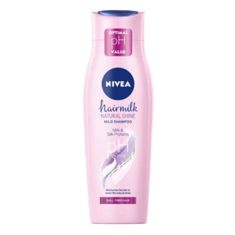 Nivea Hair Shampoo Natural Shine Milk Protein Hydrates Smooth 250ml