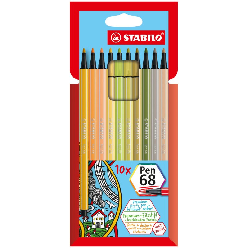 STABILO Pen 68 felt pen Multicolour 10 pc(s)