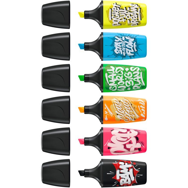 STABILO BOSS MINI by Snooze One marker 6 pc(s) Chisel tip Black, Blue, Green, Orange, Rose, Yellow