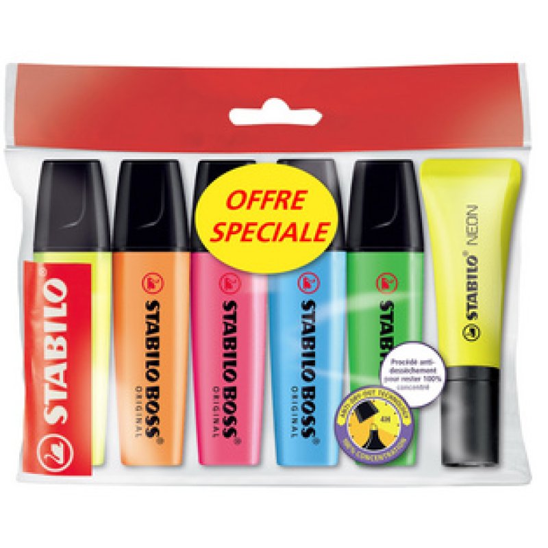 STABILO Surligneur BOSS ORIGINAL PASTEL, Ecopack de 5