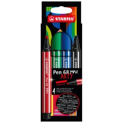 STABILO Pen 68 MAX felt pen Black, Blue, Red 4 pc(s)