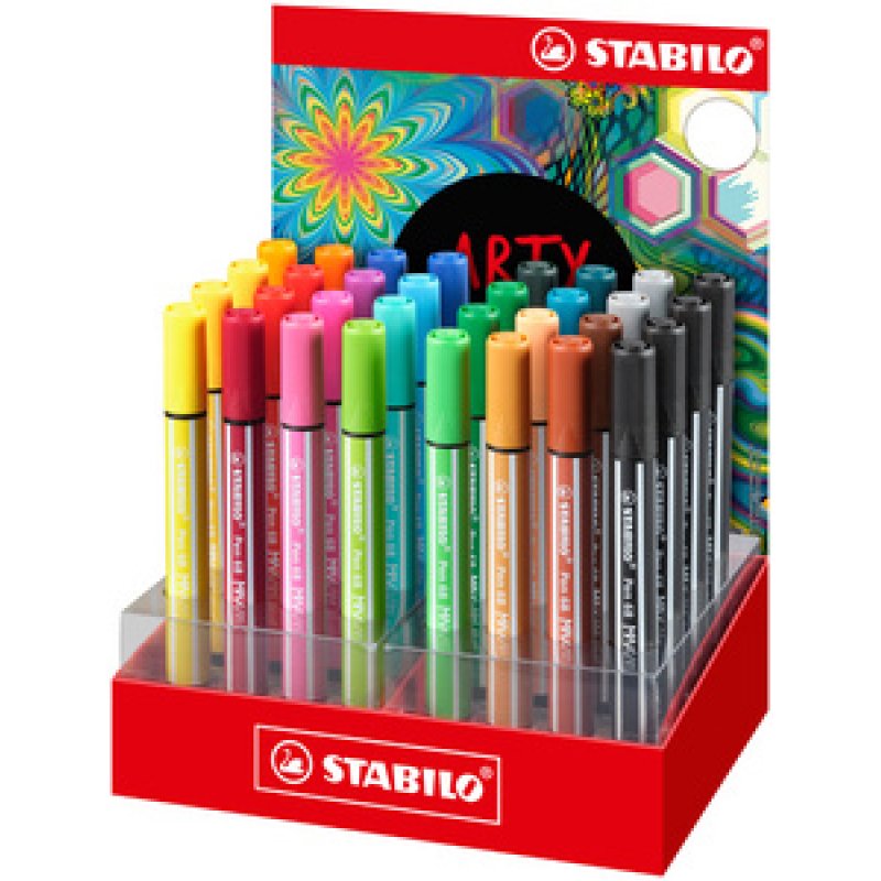 STABILO Feutre Pen 68 MAX, présentoir de 32 pièces ARTY