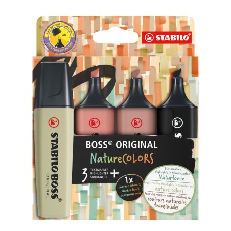 STABILO BOSS ORIGINAL NatureColors marker 4 pc(s) Chisel tip Black, Bronze, Brown, Green