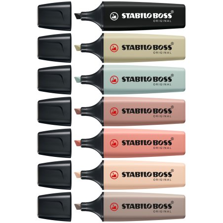 STABILO BOSS NatureColors marqueur 6 pièce(s) Pointe biseautée Noir, Bronze, Vert, Gris, Vert clair
