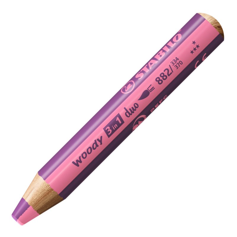 STABILO Crayon multi-talents woody 3en1 duo, rose/mauve lila