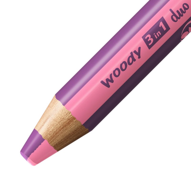 STABILO Crayon multi-talents woody 3en1 duo, rose/mauve lila