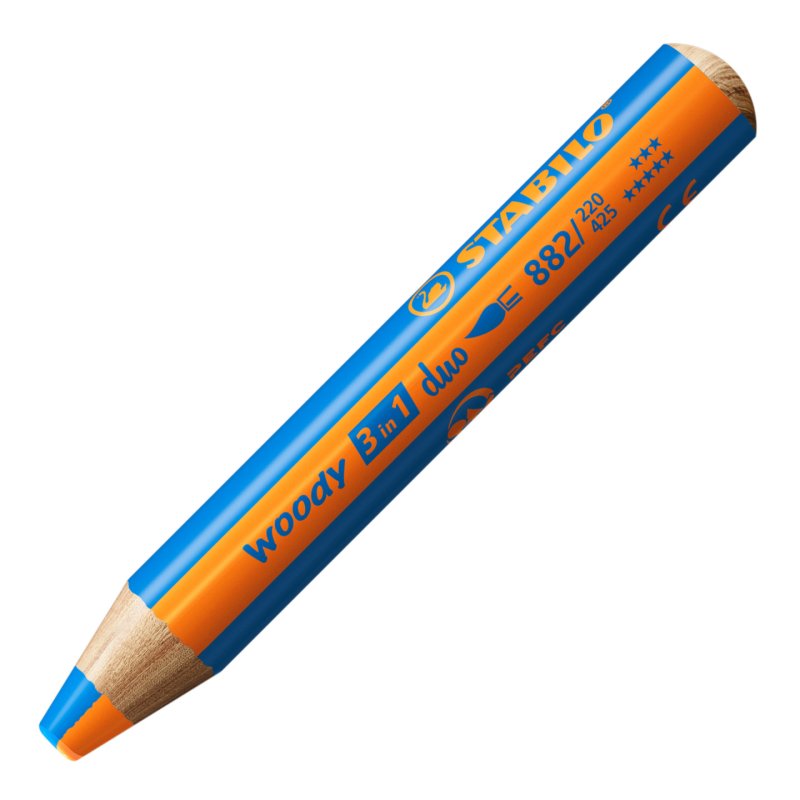 STABILO Crayon multi-talents woody 3en1 duo, orange/bleu