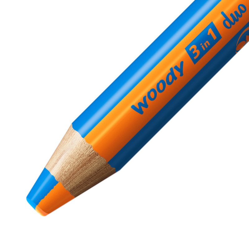 STABILO Crayon multi-talents woody 3en1 duo, orange/bleu
