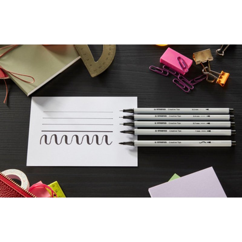 STABILO Kit Creative Tips ARTY BLACK, étui carton de 5