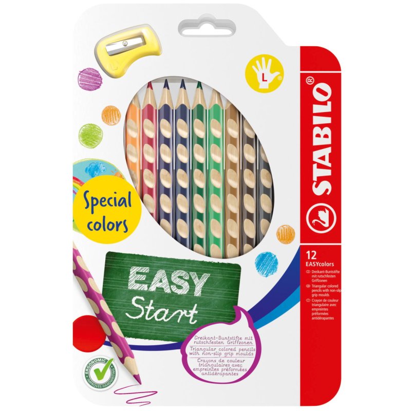 STABILO EASYcolors Blue violet, Brown, Carmine, Emerald green, Gold, Green, Grey, Navy, Ochre, Silver, White, Yellow
