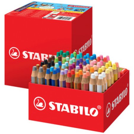 STABILO Crayon multitalent woody 3 en 1, pack écolier de 76
