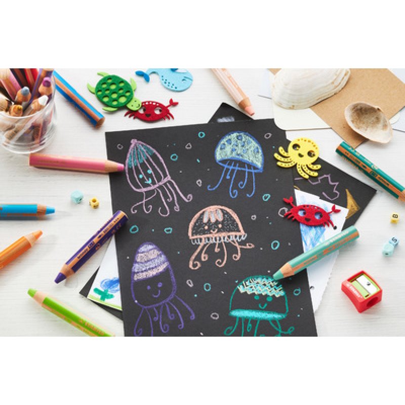 STABILO Crayon multitalent woody 3 en 1, pack écolier de 76