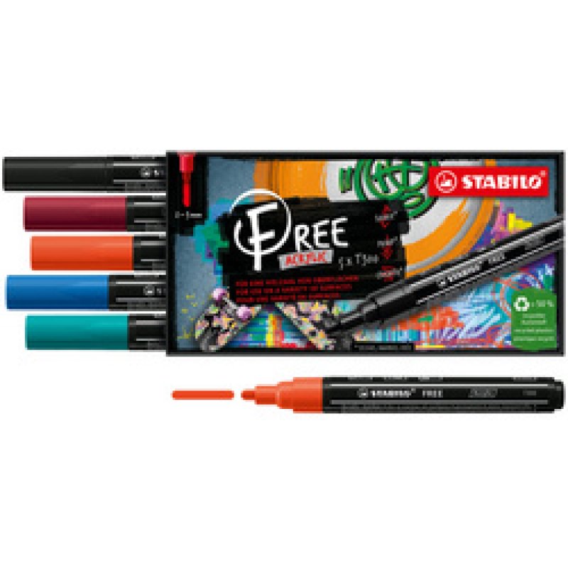 STABILO Acrylic marker FREE Acrylic T300 Pack with 5 individual colors