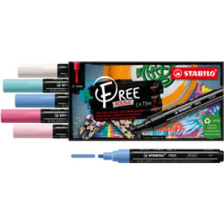 STABILO Marqueur acrylique FREE T300, set de 5 "Vibrant"