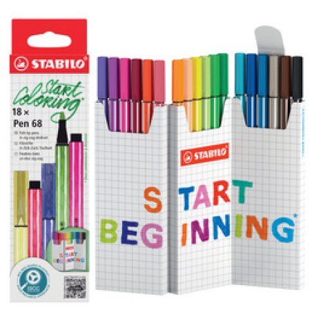STABILO Pen 68 stylo-feutre Moyen Multicolore 18 pièce(s)