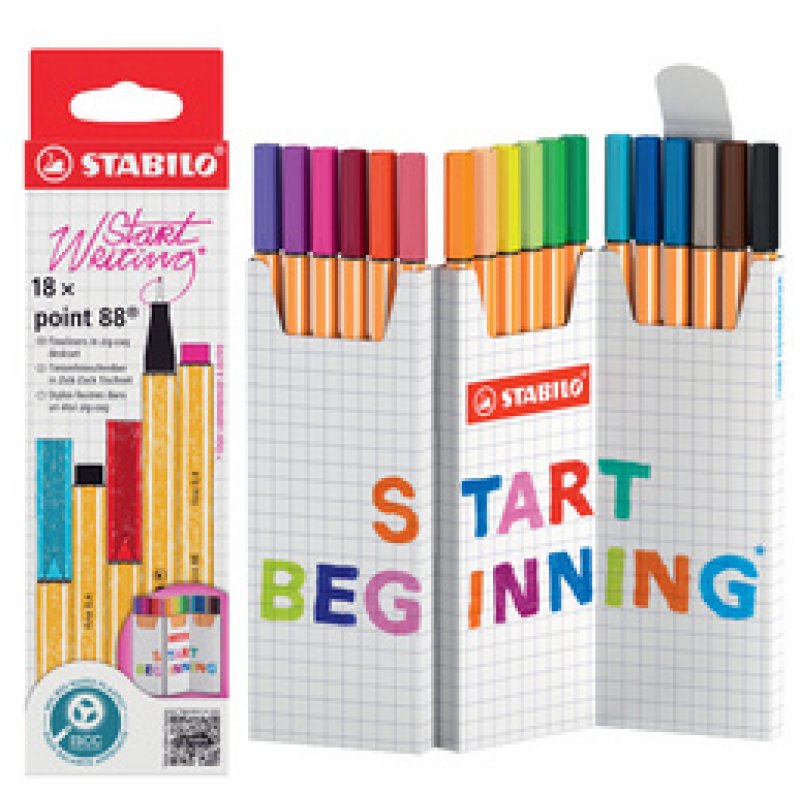 STABILO point 88 stylo-feutre Fin Multicolore 18 pièce(s)