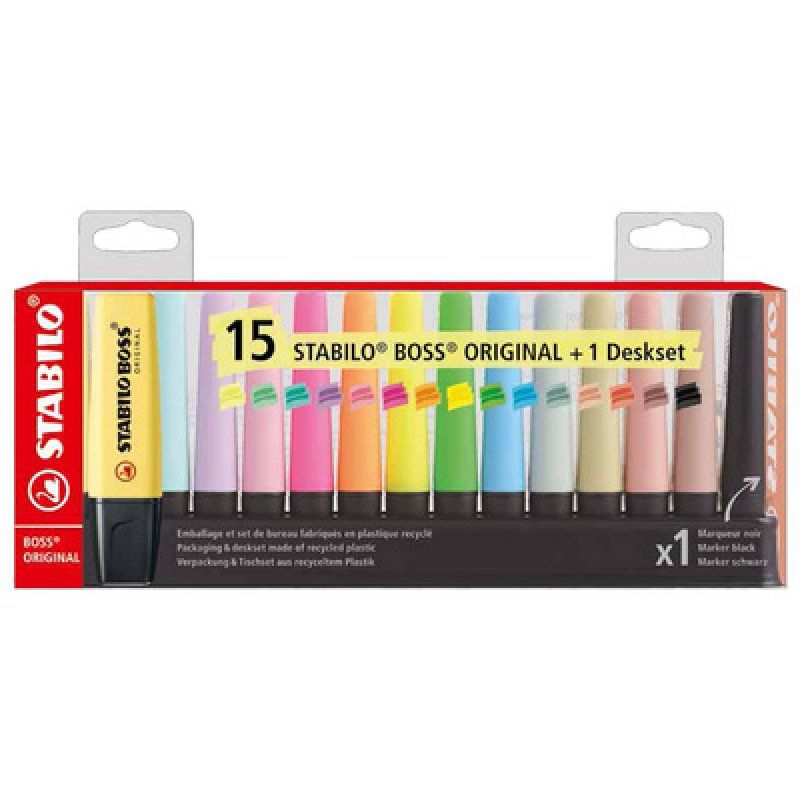 STABILO Surligneur BOSS ORIGINAL, set de table de 15