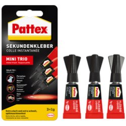 Pattex Colle instantanée MINI TRIO, 3 tubes de 1 g,