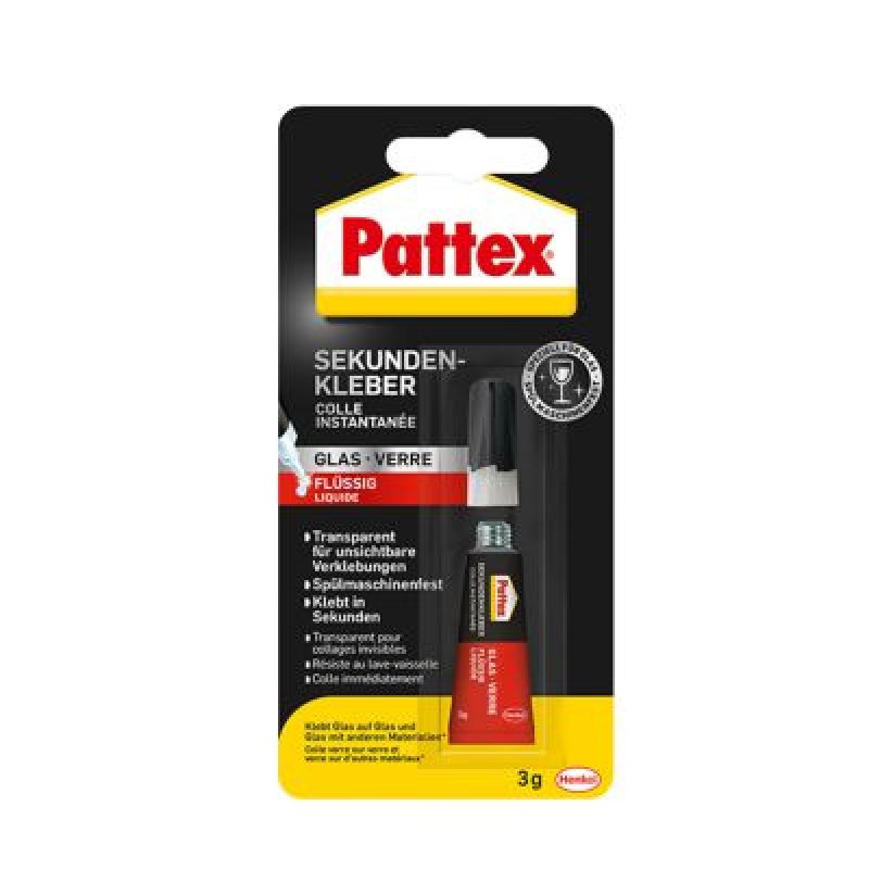 Pattex Colle instantanée liquide pour verre, tube de 3 g