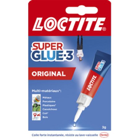 LOCTITE Colle instantanée SUPER GLUE-3 Original, tube de 3 g