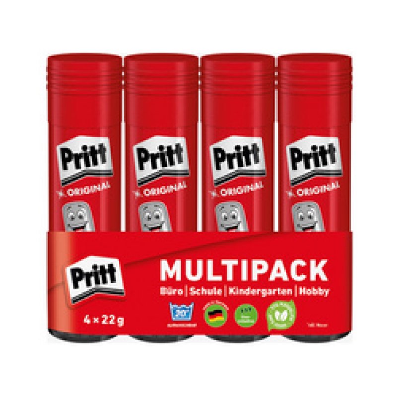 Pritt Bâton de colle 4 x 22 g, pack économique, sans solvant