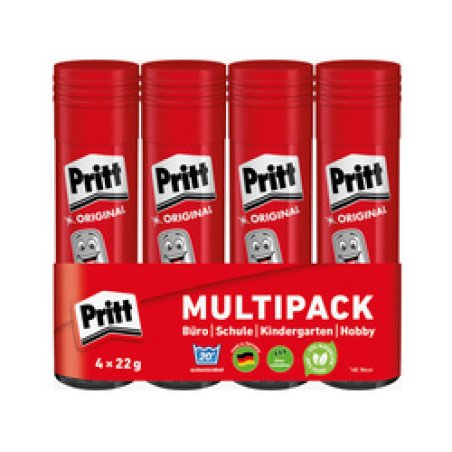 Pritt Bâton de colle 4 x 22 g, pack économique, sans solvant
