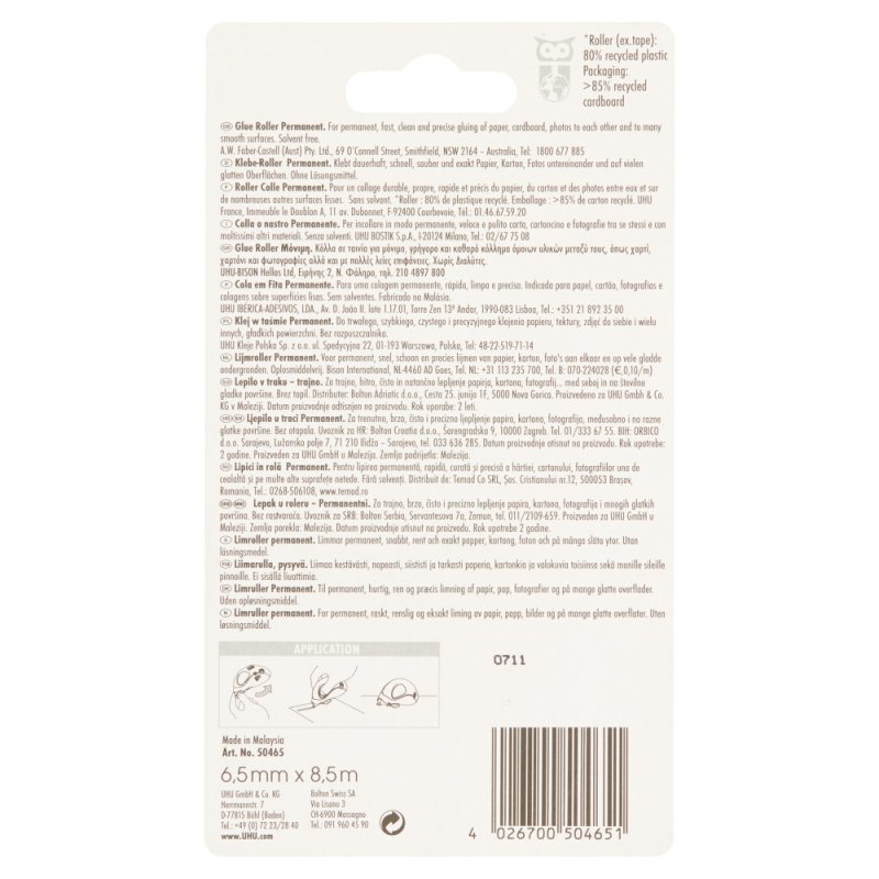 UHU Dry & Clean Roller correction tape 8.5 m Yellow 1 pc(s)