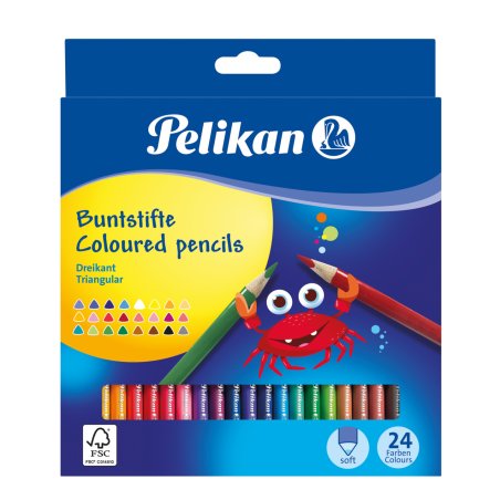 Pelikan Crayons de couleur triangulaire minces, étui en