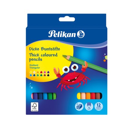 Pelikan Crayons de couleur triangulaires Jumbo, étui en