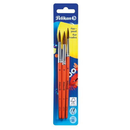 Pelikan Set de pinceaux à poils fins, 3 pièces, assorti